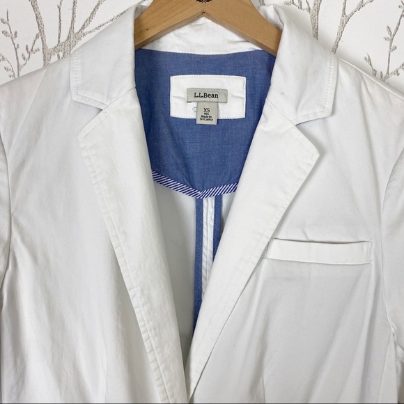 L.L. BEAN White Brushed Cotton Casual 2-Button Blazer Jacket XS Summer - Picture 3 of 13